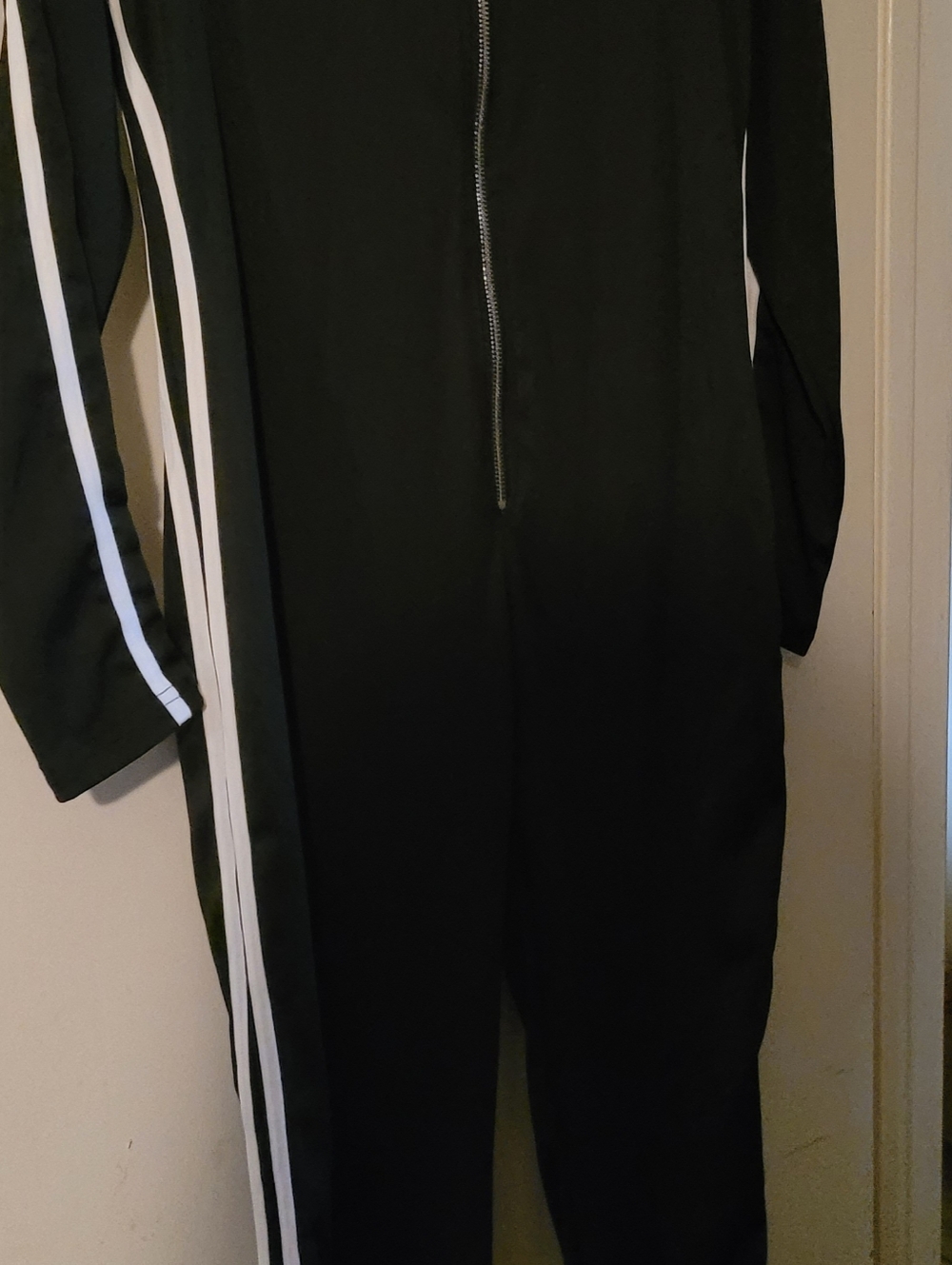 Black Jumpsuit with White Side Stripes